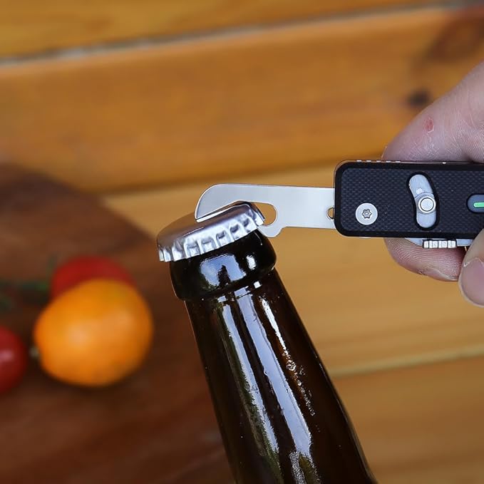 ROXON S504G Mini Flex Companion-7 in 1 Multitool EDC Pocket Knife with G10 Handle Box Cutter Short Sheepsfoot Blade Short Scissors Bottle &amp Can Opener 4mm Bit Tweezers and Toothpick