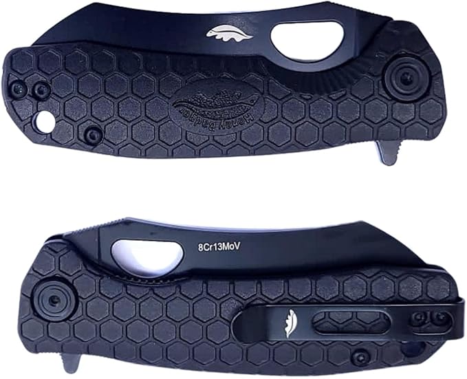 HB1355 Honey Badger Pocket Knife Folding Knife for EDC Wharncleaver Outdoor Tactical Survival Camping Small Black Wharncleaver No Choil 8Cr13Mov Black DLC