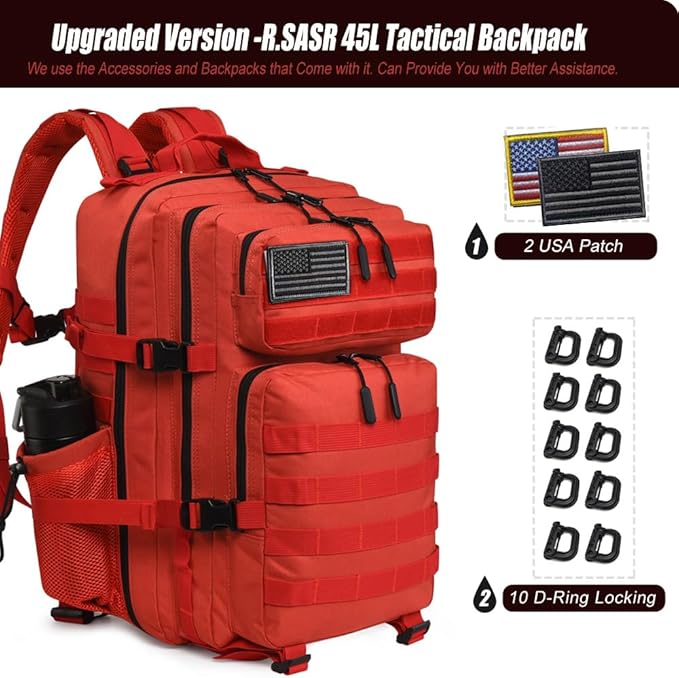 45L Tactical Backpack for Men Women Military Assault Pack with MOLLE Large 3 Day Bug Out Bag for Hiking Camping