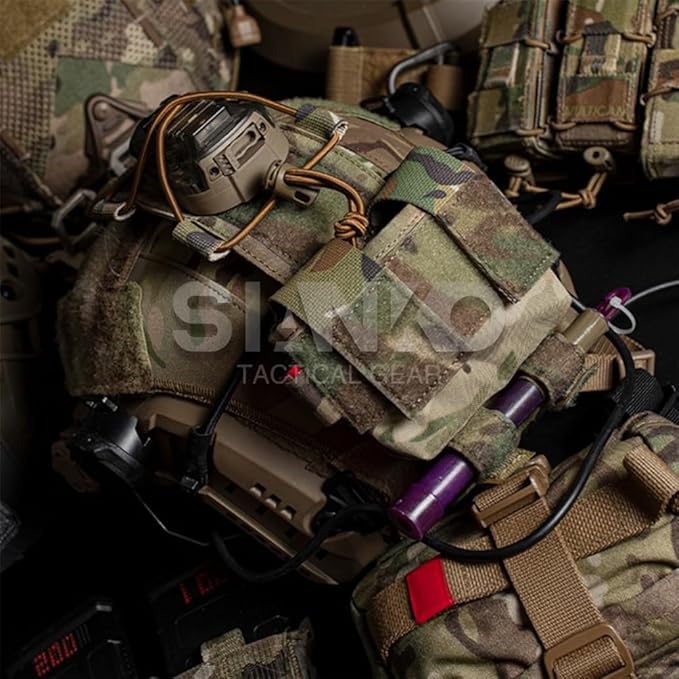 Tactical Battery Pouch Helmet Battery Pack Case Storage/Counterweight Bag Removable Elastic Pouch For FAST/MICH MK/AF Helmet (Multicam)