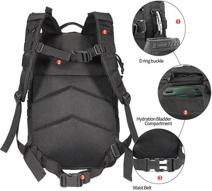 42L Tactical Backpack Bag with USA Patch Camo Brown