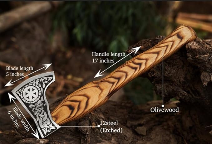 17 Inch Long Viking Axe Custom Hand Forged Carbon Steel Sharp Axe Forged Axe Hatchet with Leather Sheath Best for Hunting Camping Wood Cutting Gift for Him