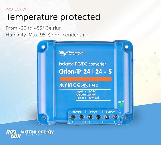 Victron Energy Orion-Tr DC to DC Converter - 24/24-Volt 5 amp 120-Watt - IP43 Protected - for Dual Battery Systems - Isolated
