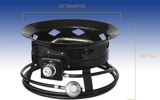 Flame King Smokeless Propane Fire Pit 19-inch Portable Firebowl 58K BTU with Self Igniter Cover &amp Carry Straps for RV Camping &amp Outdoor Living