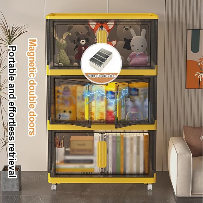 Plastic Storage Box with Lid Clear Storage Box with Lid and Wheels 1/2/3 Packs Stackable Storage Boxes Nestable Container for Bedroom Living Room Office