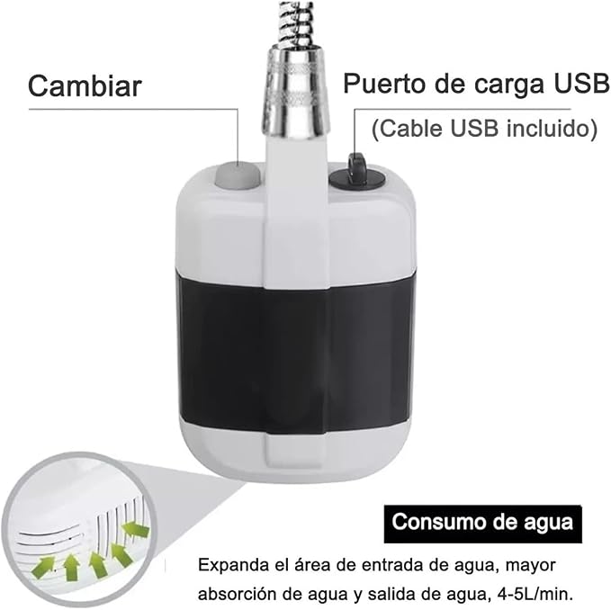Portable Camping Shower Rechargeable Electric Shower Outdoor Shower Head Sprayer Set for Camping Hiking TravelingRV A