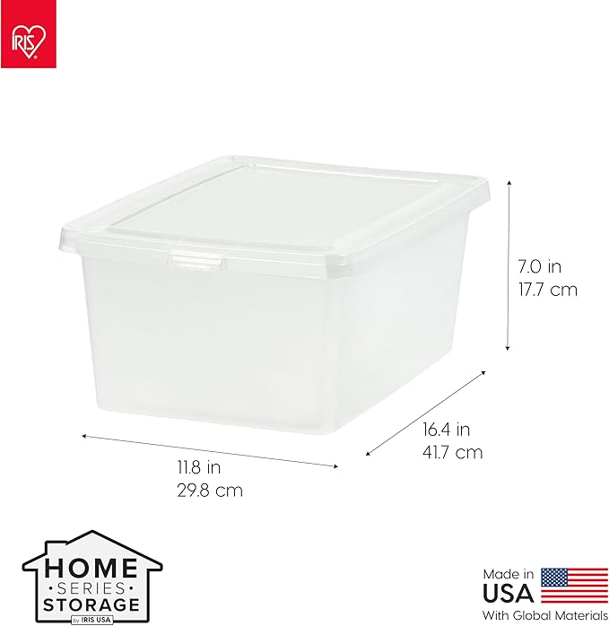 IRIS USA 12-Pack Storage Bins with Lids 17 Quart Shoe Boxes Clear Stackable Containers Organize Shoes Closet Shelves Classroom Organization Teacher Tools Game Storage - BPA-Free Plastic