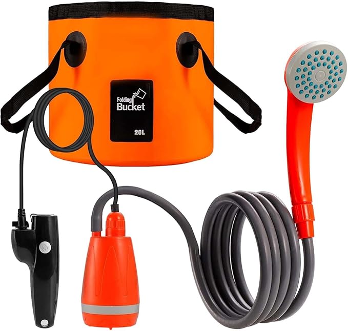 Portable Shower for Outdoor Activities with Practical Container Orange