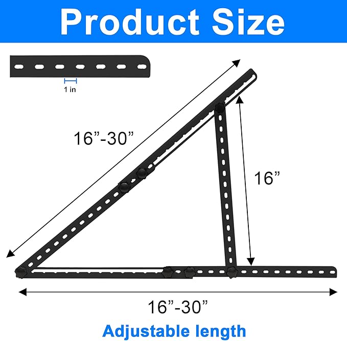 Solar Panel Mount Brackets 30 inch Solar Panel Stand with 0-90° Adjustable Foldable Tilt Legs Support for RV Roof Boat and Off-Grid Black
