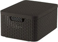 Curver Style 205847 Storage Box Rattan Look Size M with Second-Generation Lid Polypropylene