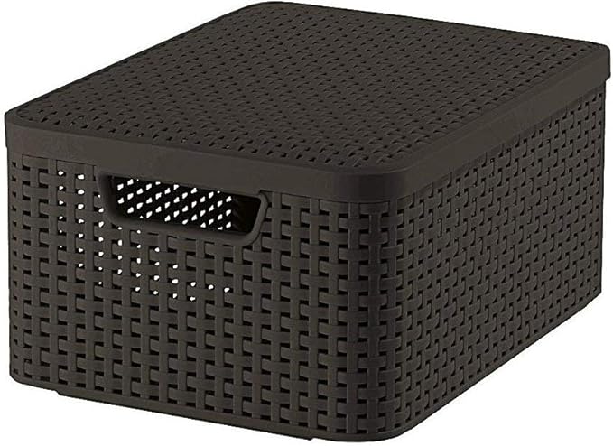 Curver Style 205847 Storage Box Rattan Look Size M with Second-Generation Lid Polypropylene