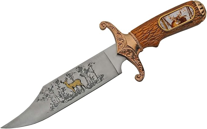 Fixed-Blade Knife | 12.25 Overall Buck Deer Hunter + Leather Sheath