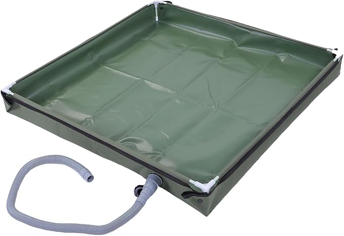 Focket Portable Shower Pan Foldable Design Outdoor Shower Base Camping with Detachable Drain Pipe for Camping RV Beach Indoor Use (OD Green 80x80x10cm / 31.5x31.5x3.9in)