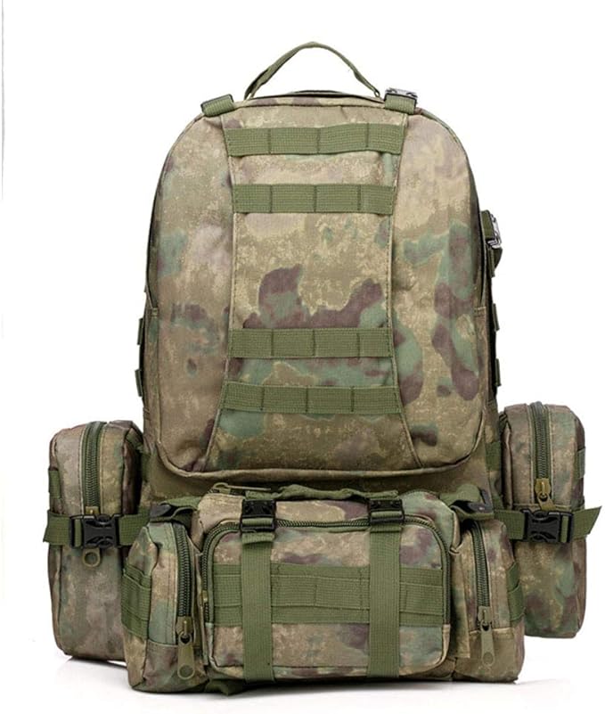 Outdoor Sports Pack Hiking Bag Tactical Rucksack Camo Knapsack Combat Camouflage Molle 55L Tactical Backpack - A-TACS FG