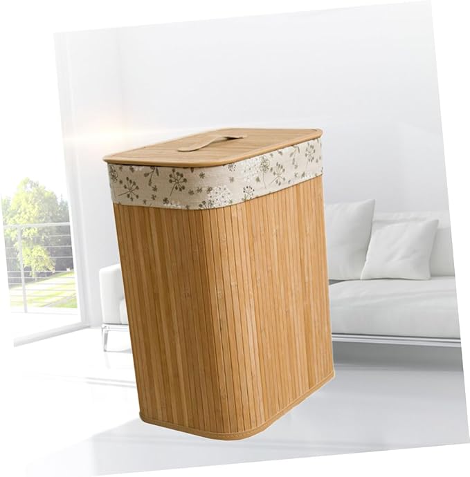 LABRIMP Large Woven Laundry Basket Lid Storage Bucket for Clothes Folding Cover Design