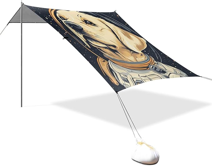 ALAZA Astronaut Labrador Space Beach Tent Sun Shelter Portable Canopy Sunshade for Outdoor Camping Picnics Backyard Fun 10x9 ft