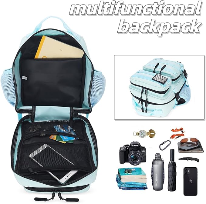 9L Mini Tactical Backpack for Men and Women Tactical Backpack Small for Hiking Small Tactical Bag（Light Blue）