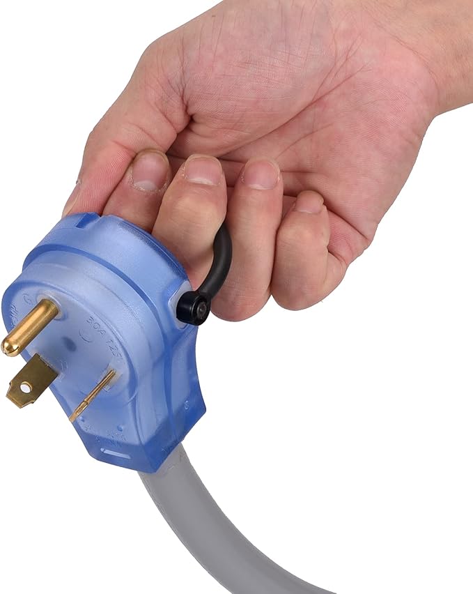 30Amp RV/Range/Generator Power Cord NEMA TT-30P with TT-30R Series Connector to TT-30R Adapter1.5 FT (30MF/30F Gray)
