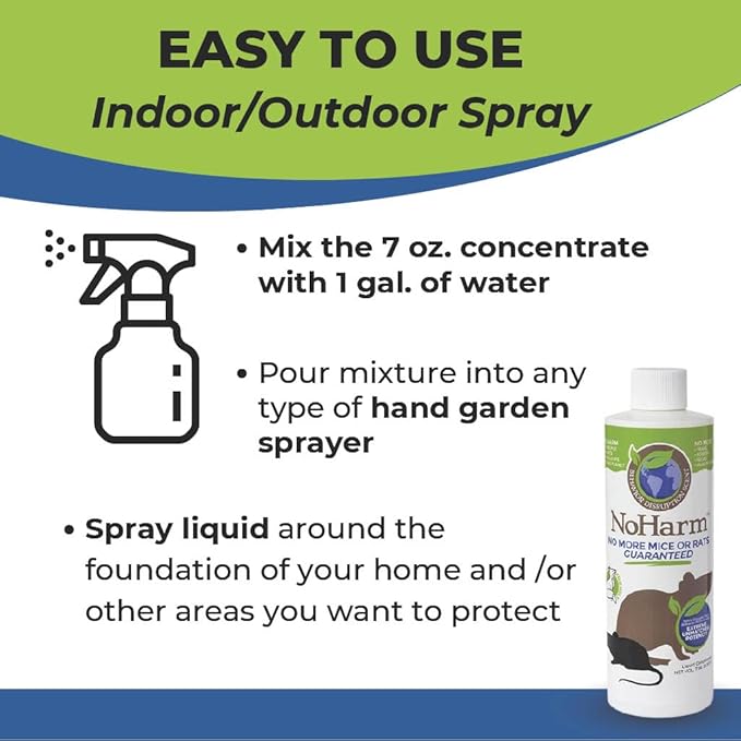 NoHarm Scent | Send Mice and Rats Away | Smart Solution | Indoor and Outdoor Use | Makes 1 Gallon