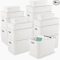 16 Pack Plastic Storage Bins with Lids Stackable Classroom Organization Bins 4 Size Combination Craft Organizers for Home Office Organize Craft Shoes Tools Snacks(White)