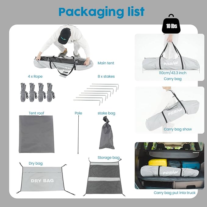 Camping Shower Tent Deluxe Changing Room Easy Set Up Privacy ShelterLarge Toilet Tent with Floor Drain Design for Beach CampingHiking with Stakes and Ropes for Stability
