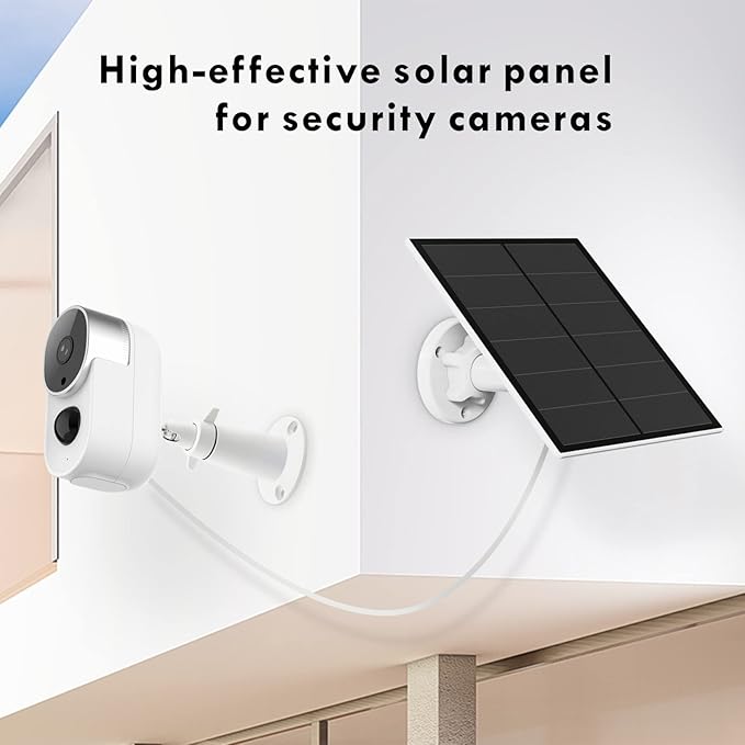 Solar Panel for Security Camera 5W USB Solar Panel for Micro USB and USB-C Port Outdoor Rechargeable Battery Camera Solar Panels with 9.8ft Cable Adjustable Wall Mount IP65 Waterproof 2 Pack
