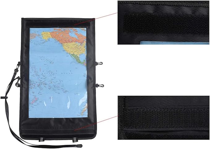 Waterproof Map Case Hiking Map Pouch Holder Transparent Window Map Storage Bag with Zipper and Lanyard Deisgn for Outdoor Hiking Camping