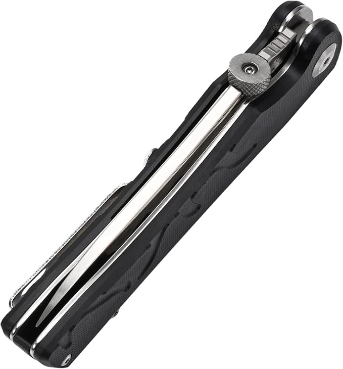 Sitivien ST134 Folding KnifeD2 BladeG10 Handle with Unique Thumb Stud Opener for Outdoor EDC Camping(Black)