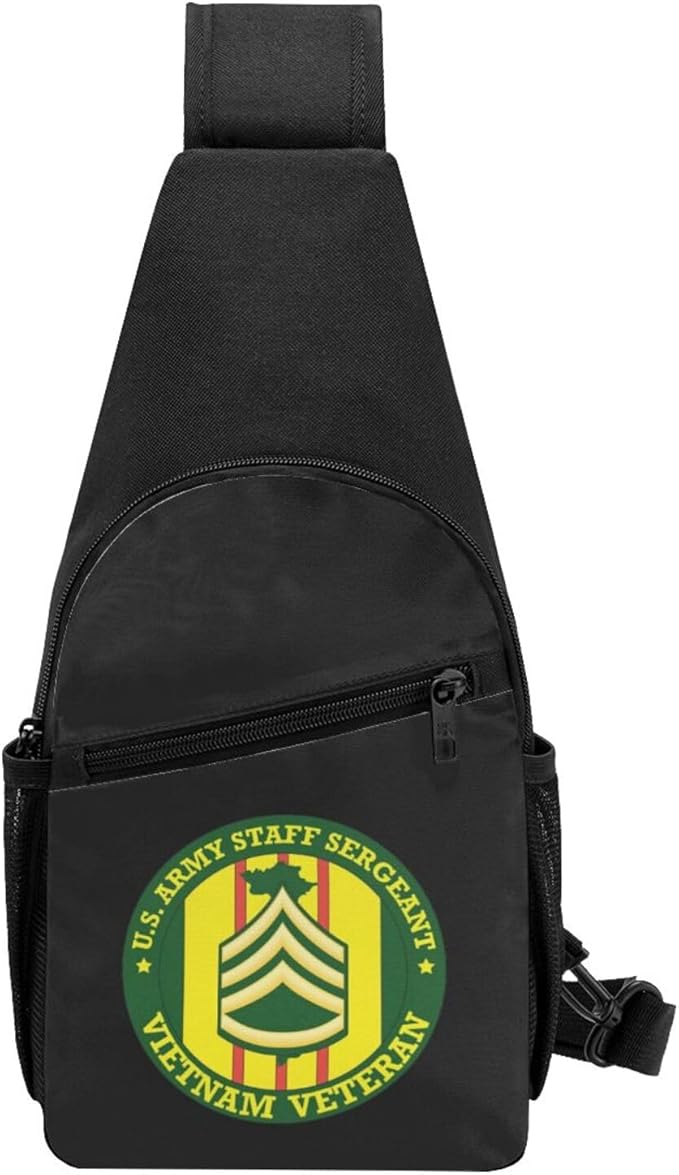 US Army Staff Sergeant Vietnam Veteran Chest Pack Leisure Shoulder Crossbody Chest Bag