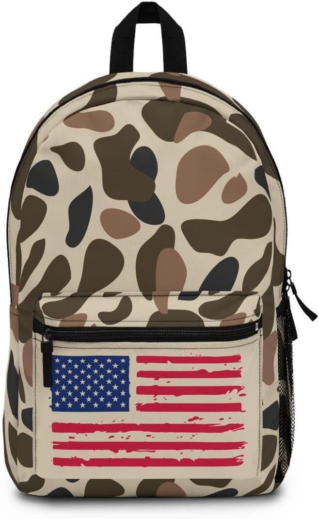 Old School Camo USA Flag Bookbag/American Flag Camo Backpack/Patriotic Camo Bag/Country Life Backpack