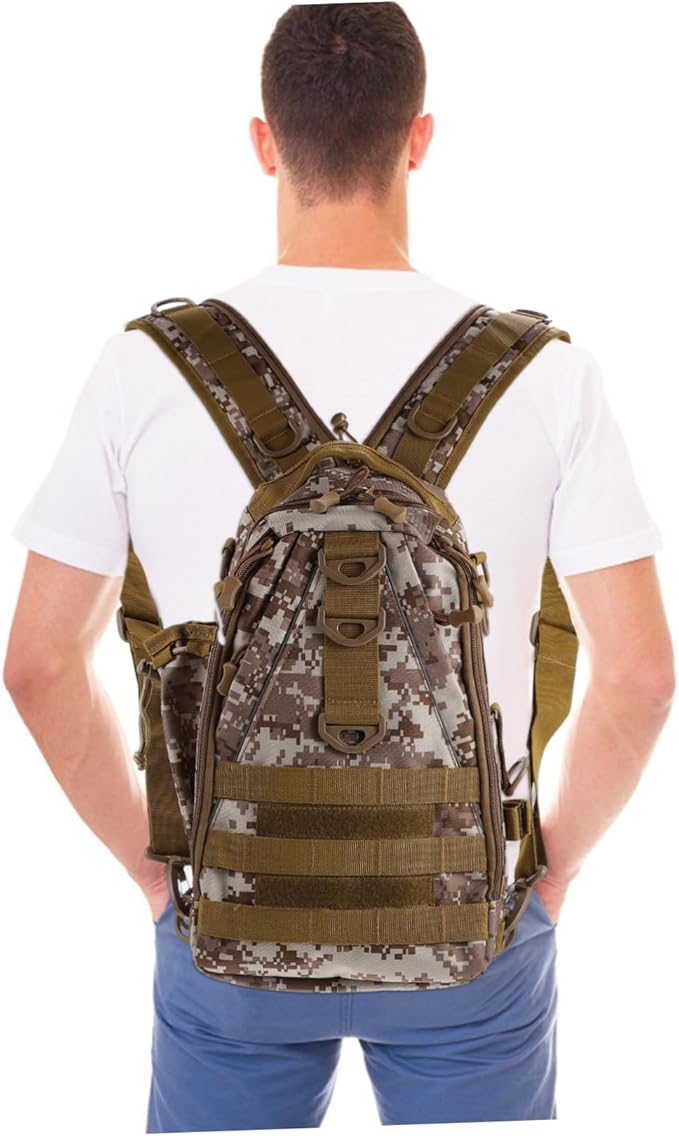 Kisangel 1pc Outdoor Hiking Backpack Capacity Multifunctional for Camping Cycling Fishing and Desert Camouflage
