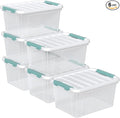 6 Pack Clear Latching Box with Lid 20 Quart Plastic Storage Bin