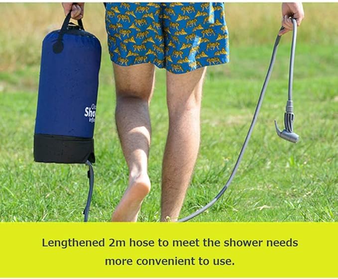 11 Litre Solar Heated Shower Bag Outdoor Shower Camping Portable Pressure Shower with Foot Pump Garden Shower