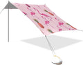 xigua Flamingos Beach Tent Sun Shelter with Carrying Bag - Silver Coated Oxford Fabric Beach Canopy for Beach Camping Fishing - Includes Windproof Ropes Sandbags &amp Stakes
