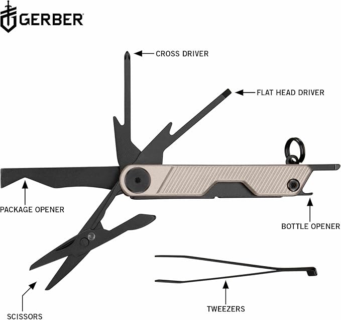 Gerber Gear Armbar Mini - 8-in1 Travel Multitool with Package Opener Screwdriver &amp Scissors - EDC Adventure Gear for Camping Hiking &amp Outdoor - Compact Utility Tool - Rose Gold