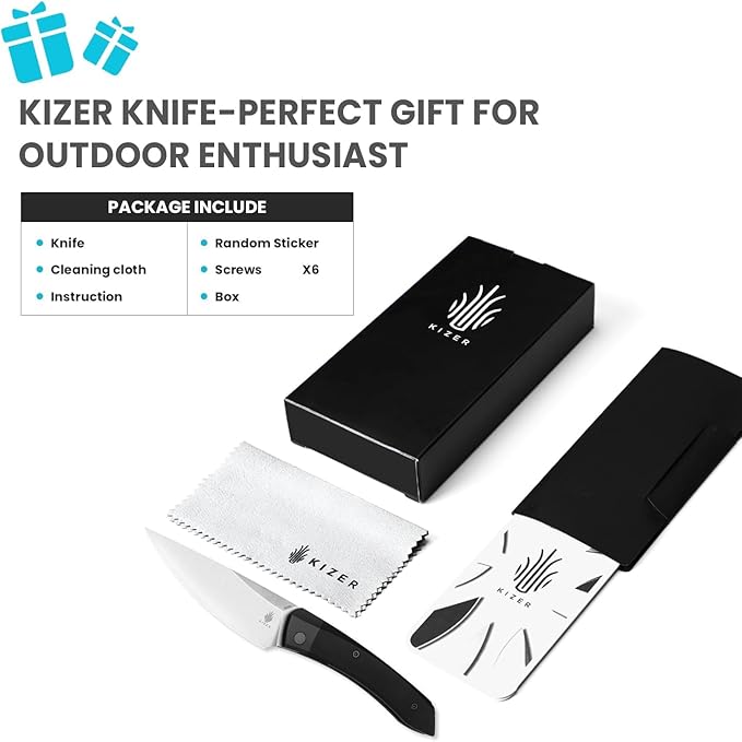Kizer Momo Pocket Folding Knife 4.19 154CM Blade Camping Folding Knife Aluminum Handle EDC Knives for Women Men Gift V4663C1