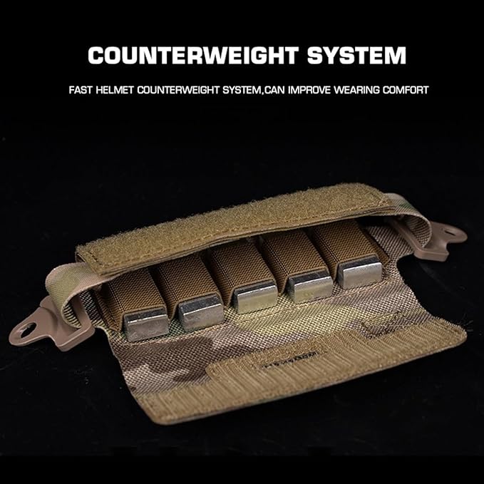 Tactical Helmet Weight Distribution Bag Adjustable Counterbalance Pouch with Hook &amp Loop Compatible Fast Helmets