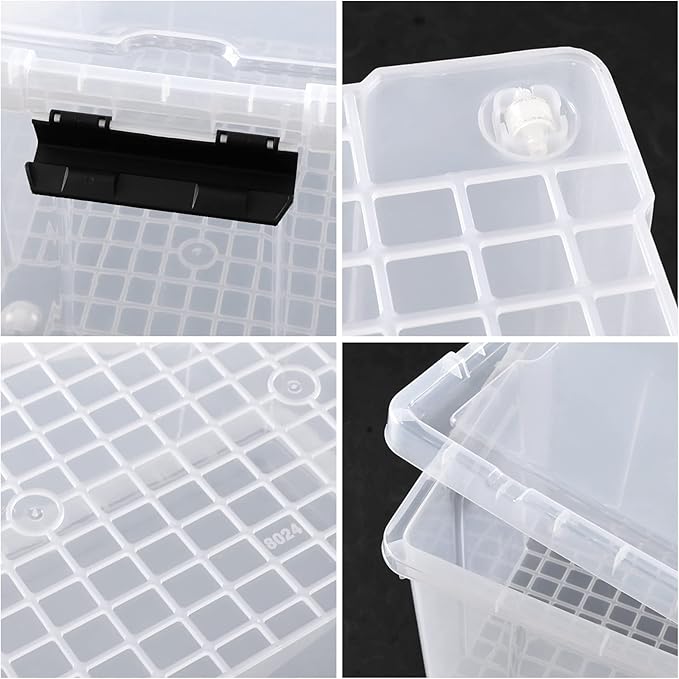 4-Pack 34 Quart Clear Plastic Storage Boxes with Lids Latching Bins Totes with Wheels