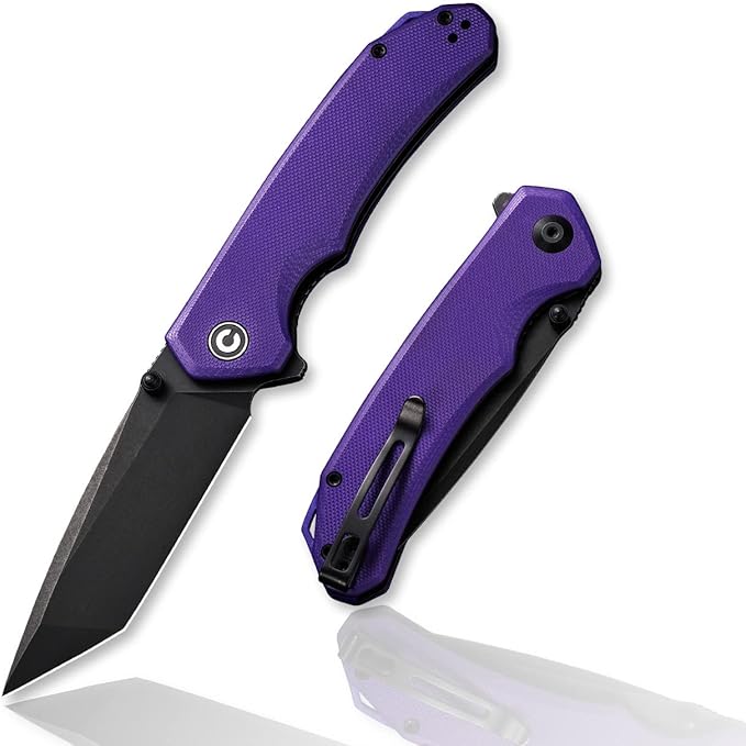 CIVIVI Brazen Folding Pocket Knife3.5-Inch Tanto D2 Plain BladeG-10 Outdoor Camping Hiking Knife with Thumb Studs and Flipper OpenerUnique Tool Gift for EDC Men Women C2023D