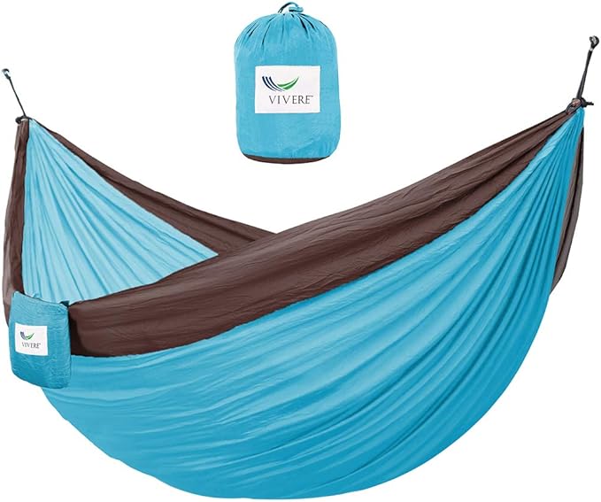 Vivere Double Parachute Camping Hammock Includes Stuff-Sack (Chocolate/Turquoise)