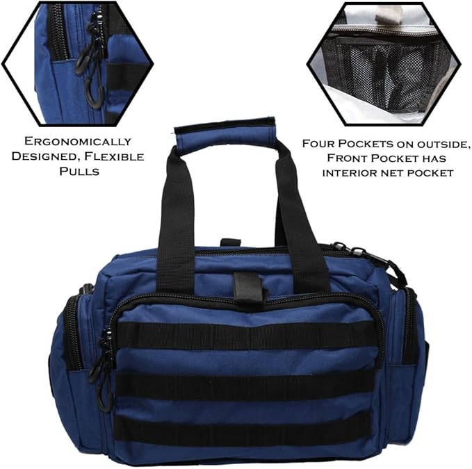 Exos Tactical Range Bag - Medium Size Range Bag for Shooting - Gun Case for Handguns Ammo Storage Tactical Backpack Molle Webbing Free Subdued USA Patch