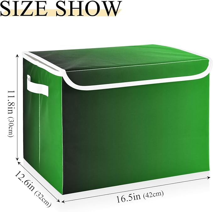 Green Gradient Storage Bin with Lid Foldable Closet Organizer Large Storage Bags for Office Supplies Office Basket