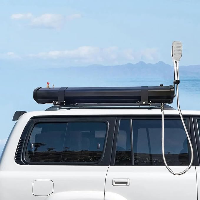Portable Water Tank for Camping Shower Off-Road Roof Rack Mounted High Pressure Water Gun Spray Head 30L Capacity for Overlanding