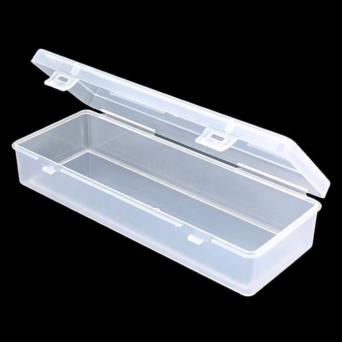 8 Pack Rectangular Clear Plastic Storage Containers Box with Hinged Lid for Beads and Other Small Craft Items (6.89 x 2.56 x 1.38 inch)