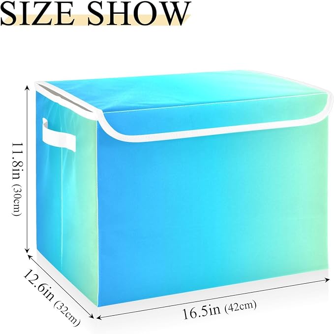 Blue Gradient Storage Bin with Lid Collapsible Storage Organizer Closet Organizers and Storage for Office Supplies Home