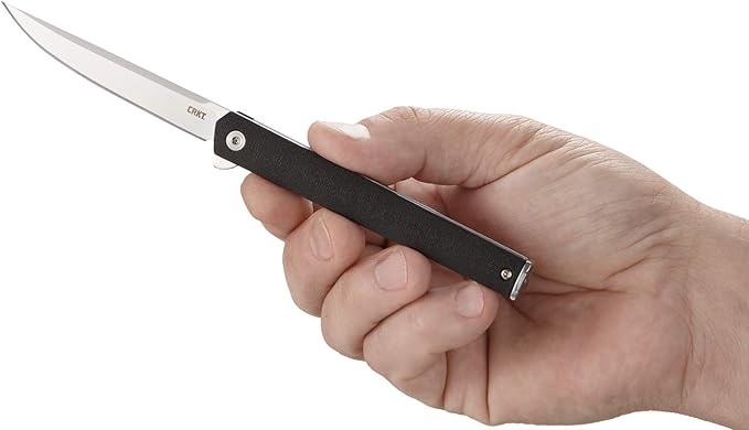 CRKT CEO Everyday Carry EDC Pocket Folding Knife with Liner Lock: AUS 8 Plain Edge Blade Glass-Reinforced Nylon Handle Reversible Pocket Clip 7097