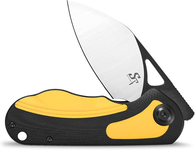 Sitivien ST156 Pocket Folding Knife Sandvik 14C28N Steel Blade with G10 HandleChinese Zodiac Series EDC Tool Knifes for Camping Hiking Survival Fishing(Yellow)