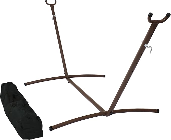 Sunnydaze Brazilian Portable Steel Hammock Stand for Outside with Carrying Case - 400-Pound Capacity Hammock Frame - Bronze Finish