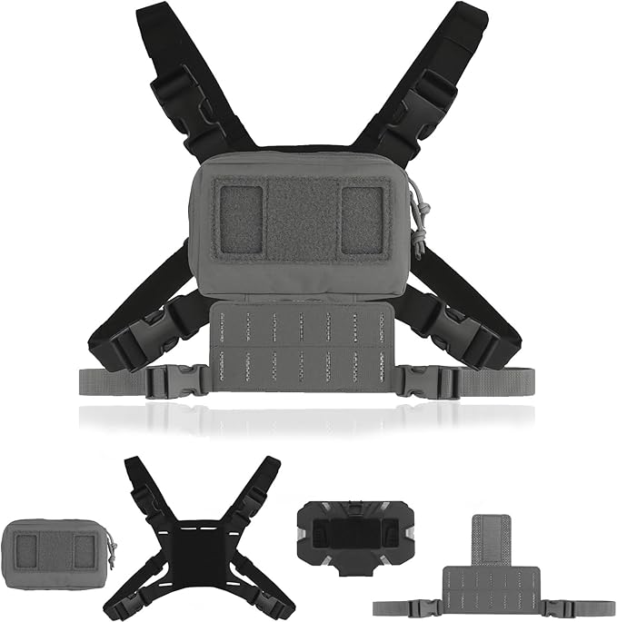 Laser-Cut Adjustable MOLLE Panel Tactical Chest Bag with Quick-Release System Detachable Recon Utility Kit
