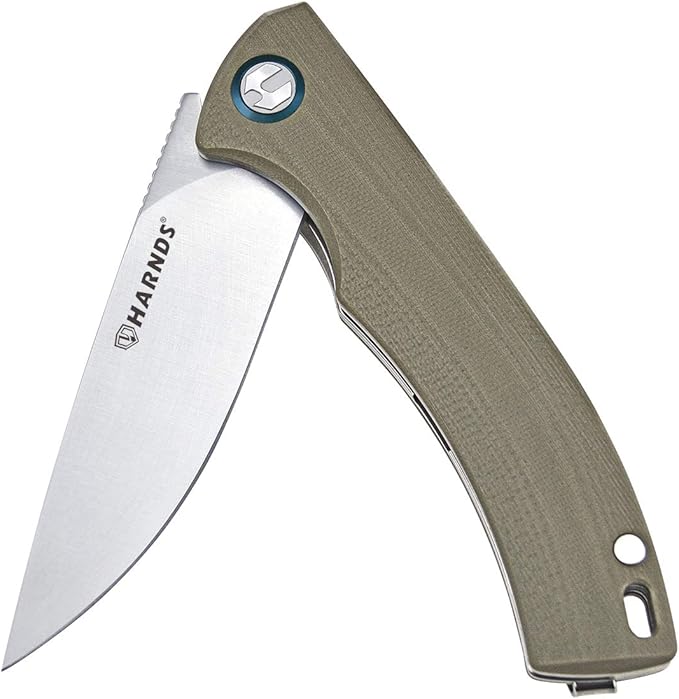 Harnds Talisman CK9168 Pocket Knife with Ball Bearing Pivot System Folding Knife with G10 Handle Pocketclip(warm sand handle)